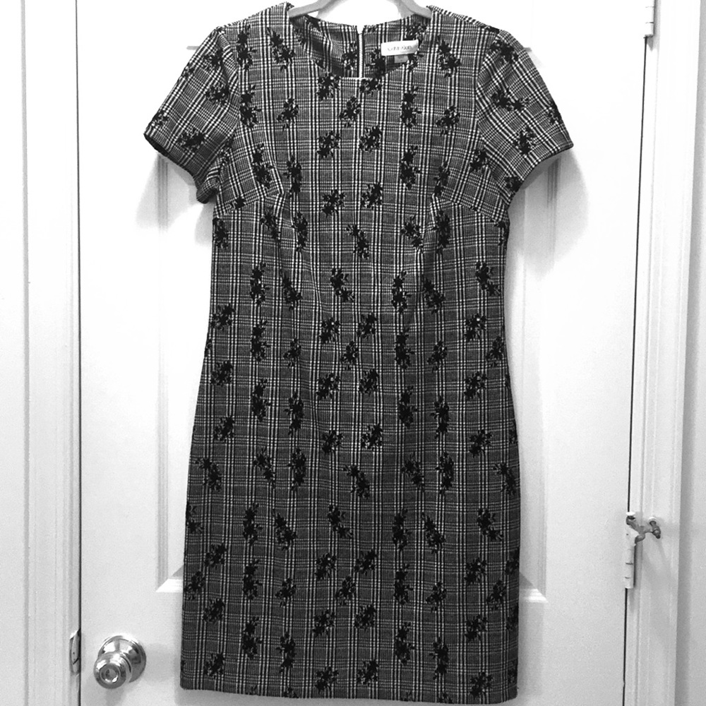 Calvin Klein black and white plaid dress